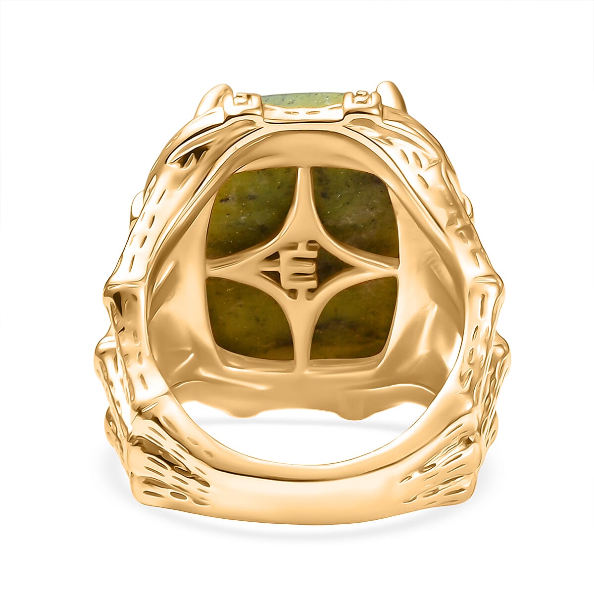 EverTrue Connemara Marble Solitaire Ring in Yellow Gold Tone 14.78 Ct.