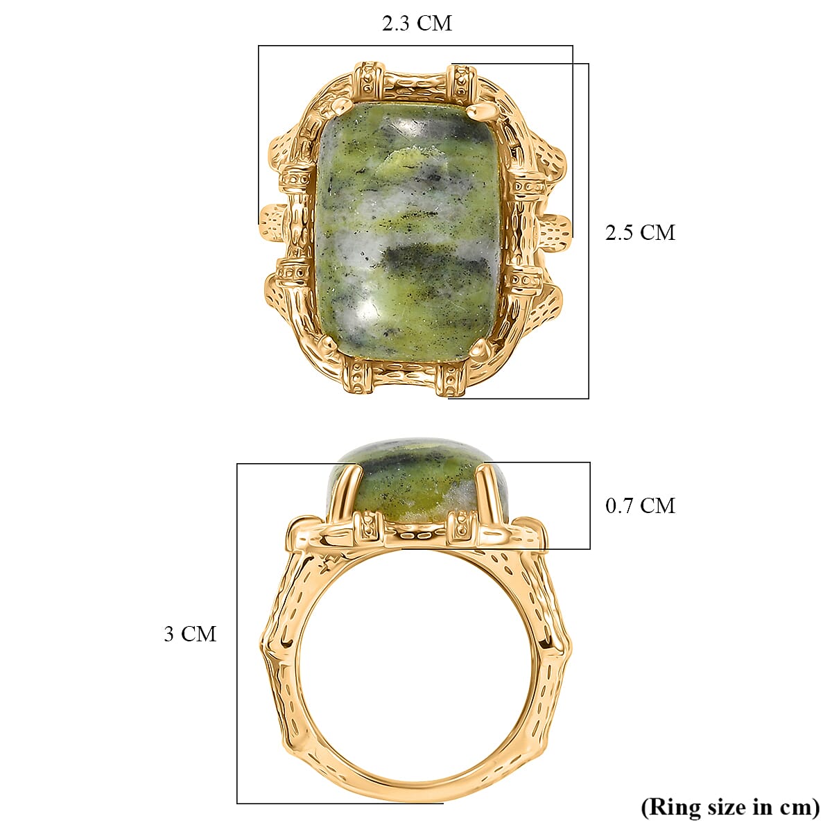 EverTrue Connemara Marble Solitaire Ring in Yellow Gold Tone 14.78 Ct.