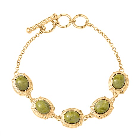 EverTrue Connemara Marble Cluster Bracelet (Size 7.5) with Toogle Lock in Yellow Gold Plated 14.55 Ct.