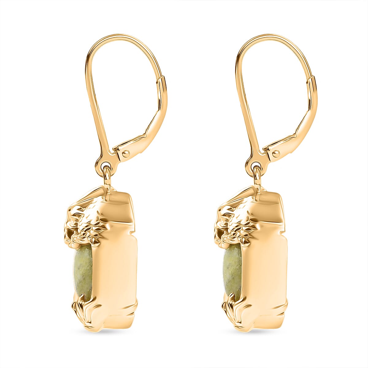 EverTrue Connemara Marble Solitaire Lever Back Earring in Yellow Gold Tone 10.87 Ct.