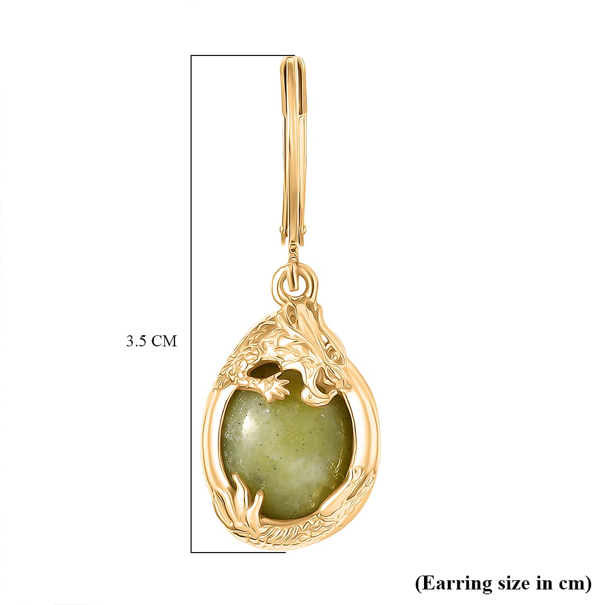 EverTrue Connemara Marble Solitaire Lever Back Earring in Yellow Gold Tone 10.87 Ct.