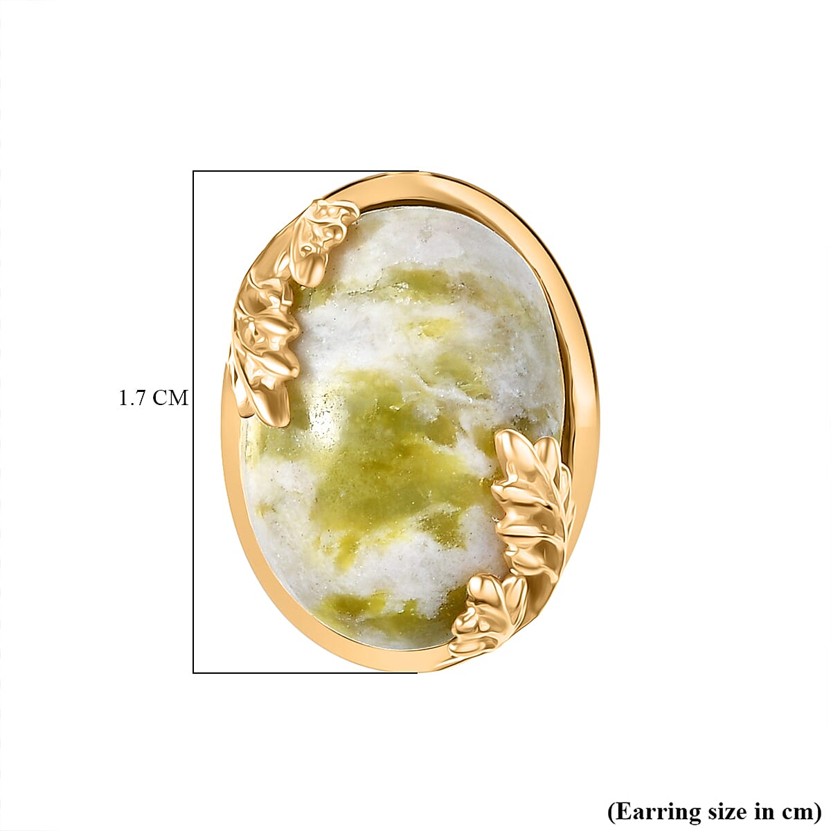 EverTrue Connemara Marble Solitaire Stud Push Post Earring in Yellow Gold Tone 12.56 Ct.