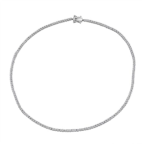 Luxuriant Lab Grown Diamond (SI-GH) Necklace (Size 18) in Rhodium Overlay Sterling Silver 7.51 Ct, Silver Wt. 15.00 Gms.