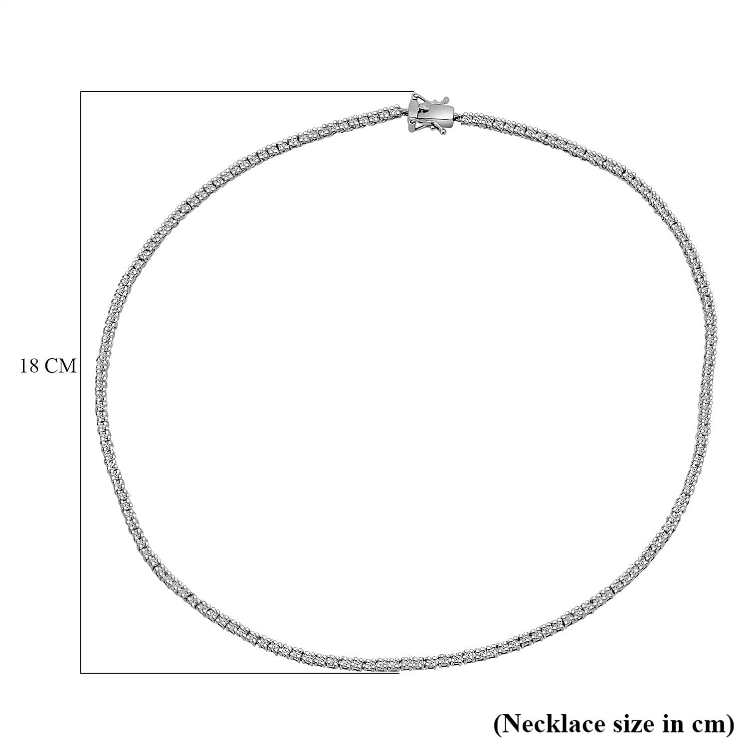 Luxuriant Lab Grown Diamond (SI-GH) Necklace (Size 18) in Rhodium Overlay Sterling Silver 7.51 Ct, Silver Wt. 15.00 Gms.