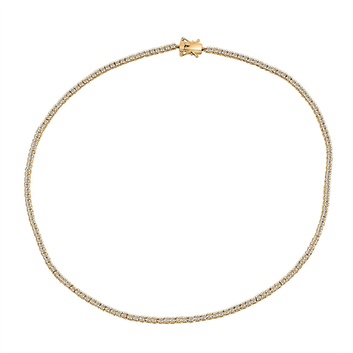 Luxuriant Lab Grown Diamond (SI-GH) Necklace (Size 18) in 18K Vermeil Yellow Gold Plated Sterling Silver 7.51 Ct, Silver Wt. 15.00 Gms.