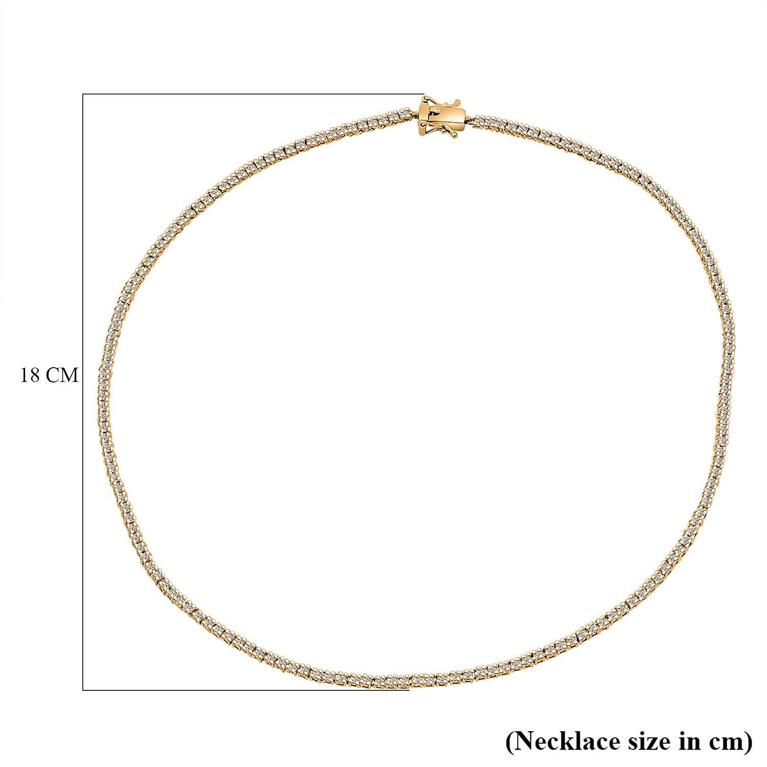 Luxuriant Lab Grown Diamond (SI-GH) Necklace (Size 18) in 18K Vermeil Yellow Gold Plated Sterling Silver 7.51 Ct, Silver Wt. 15.00 Gms.