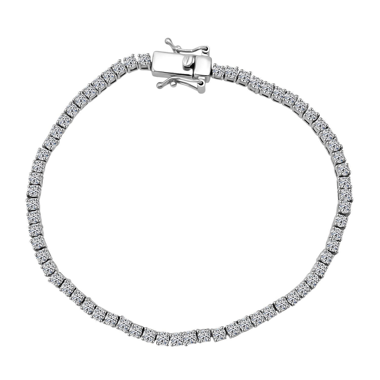 Luxuriant Lab Grown Diamond (SI-GH) Bracelet (Size 7.5) in Rhodium Overlay Sterling Silver 4.06 Ct, Silver Wt. 8.20 Gms.