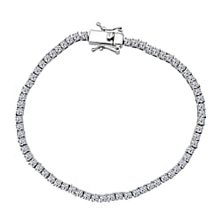 LUXURIANT 4 Ct. Lab Grown Diamond Tennis Bracelet (Size - 7.5) with GB Box Clasp in Rhodium Overlay Sterling Silver (SI-GH)