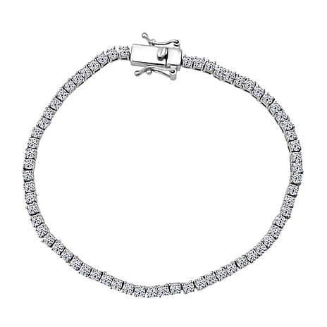 Luxuriant Lab Grown Diamond (SI-GH) Bracelet (Size 7.5) in Rhodium Overlay Sterling Silver 4.06 Ct, Silver Wt. 8.20 Gms.
