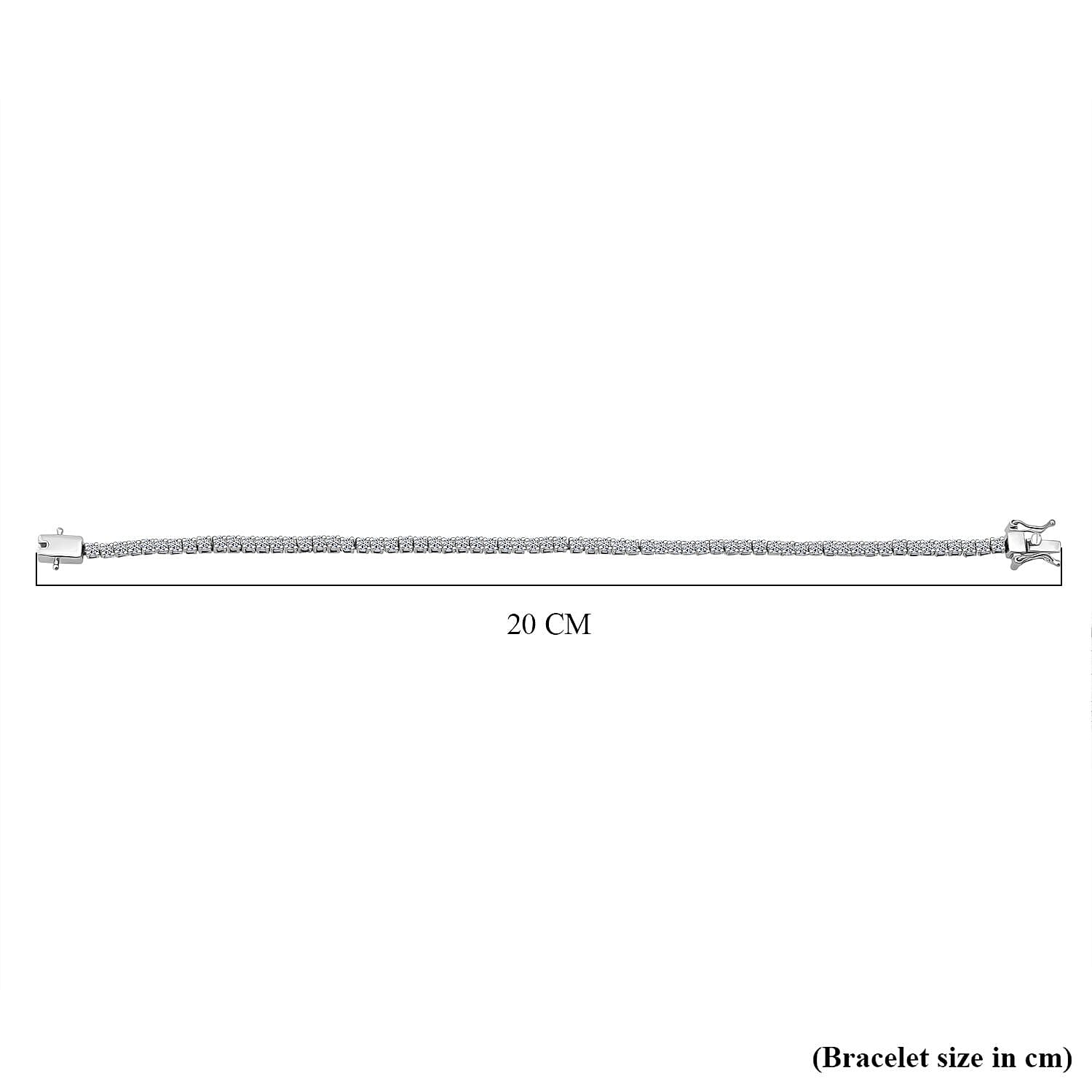 Luxuriant Lab Grown Diamond (SI-GH) Bracelet (Size 7.5) in Rhodium Overlay Sterling Silver 4.06 Ct, Silver Wt. 8.20 Gms.