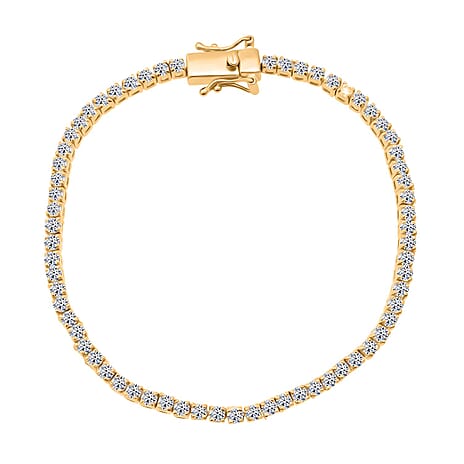 Luxuriant Lab Grown (SI-GH) Diamond Bracelet (Size 7.5) in 18K Vermeil Yellow Gold Plated Sterling Silver 4.00 Ct, Silver Wt. 8.00 Gms.