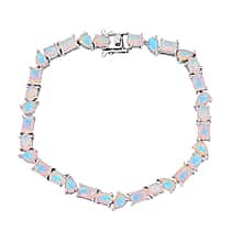 D'Joy Ethiopian Opal Bracelet (Size 7) in Rhodium Overlay Sterling Silver 9.89 Ct, Silver Wt. 9.70 Gms.
