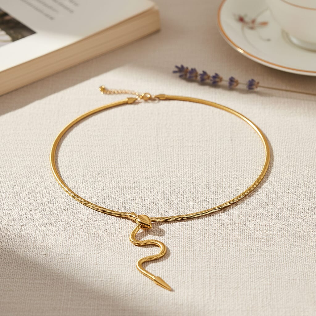 Designer inspired -  Serpent  Necklace (Size - 24.50) in Yellow Gold Tone