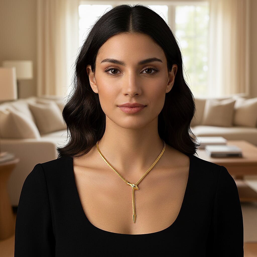 Designer inspired -  Serpent  Necklace (Size - 24.50) in Yellow Gold Tone