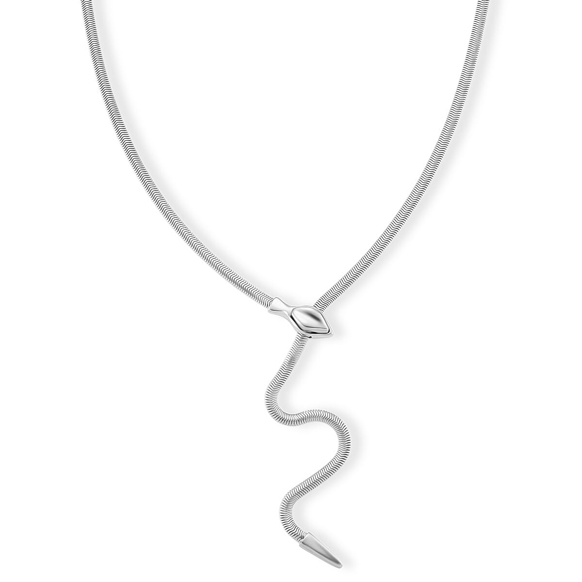 Designer inspired -  Serpent Necklace (Size - 24.50) in Silver Tone