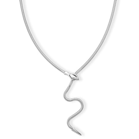 Designer inspired - Serpent Necklace (Size - 24.50) in Silver Tone