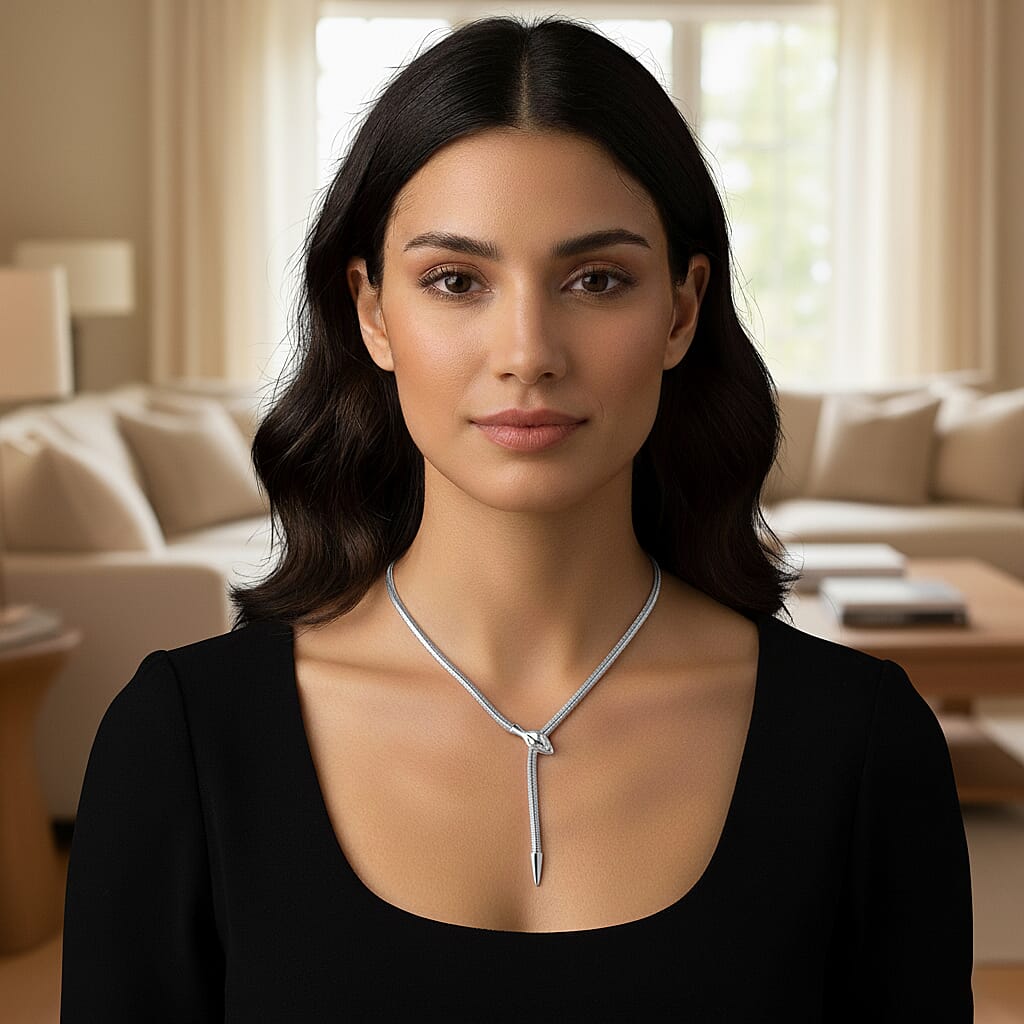 Designer inspired -  Serpent Necklace (Size - 24.50) in Silver Tone