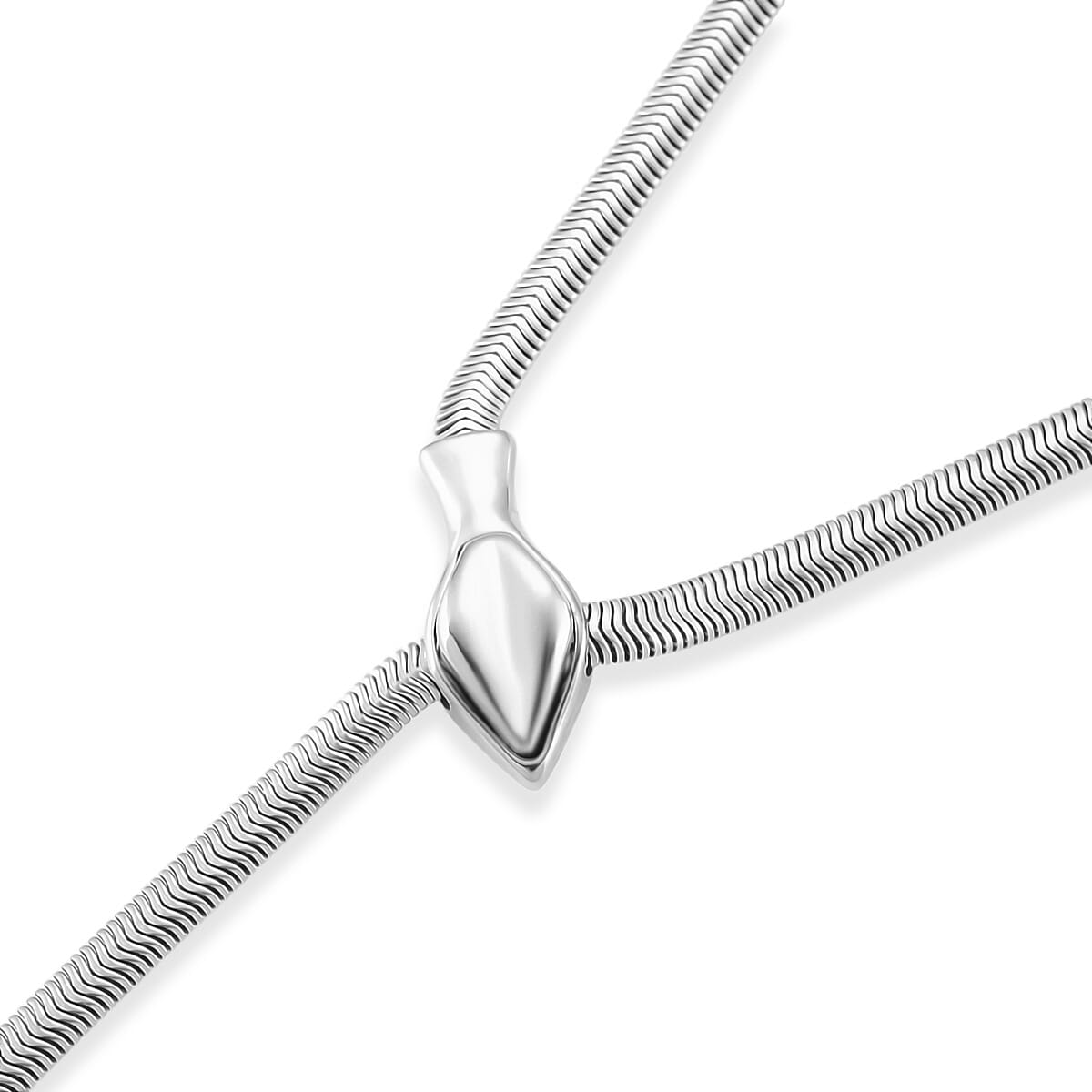 Designer inspired -  Serpent Necklace (Size - 24.50) in Silver Tone