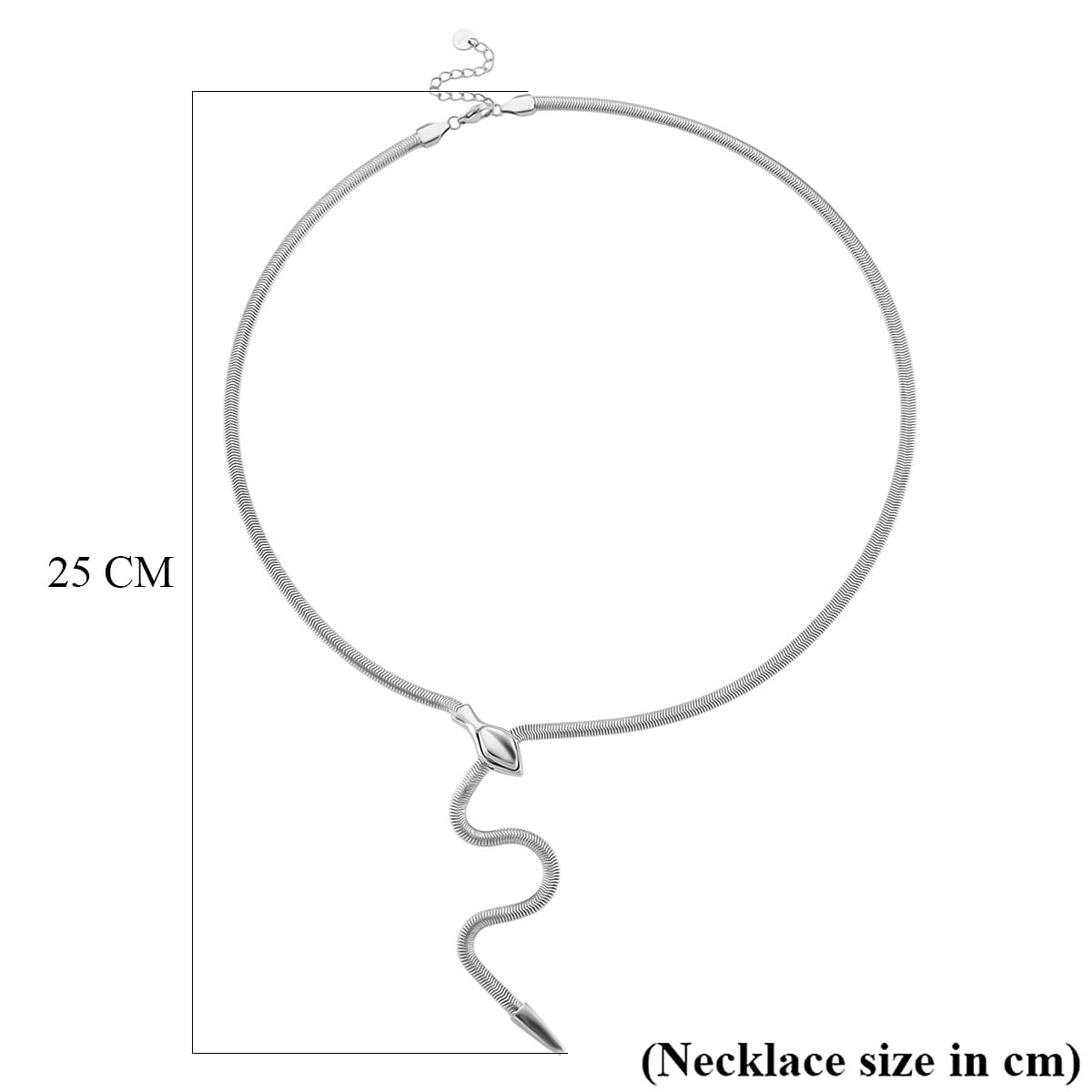 Designer inspired -  Serpent Necklace (Size - 24.50) in Silver Tone