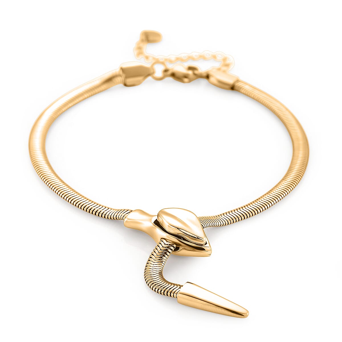Sleek Snake Bracelet (Size - 9) in Yellow Gold Tone