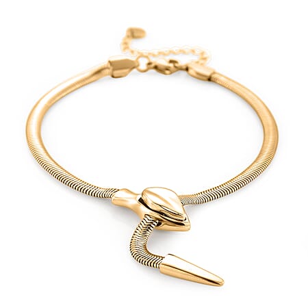 Sleek Snake Bracelet (Size - 9) in Yellow Gold Tone