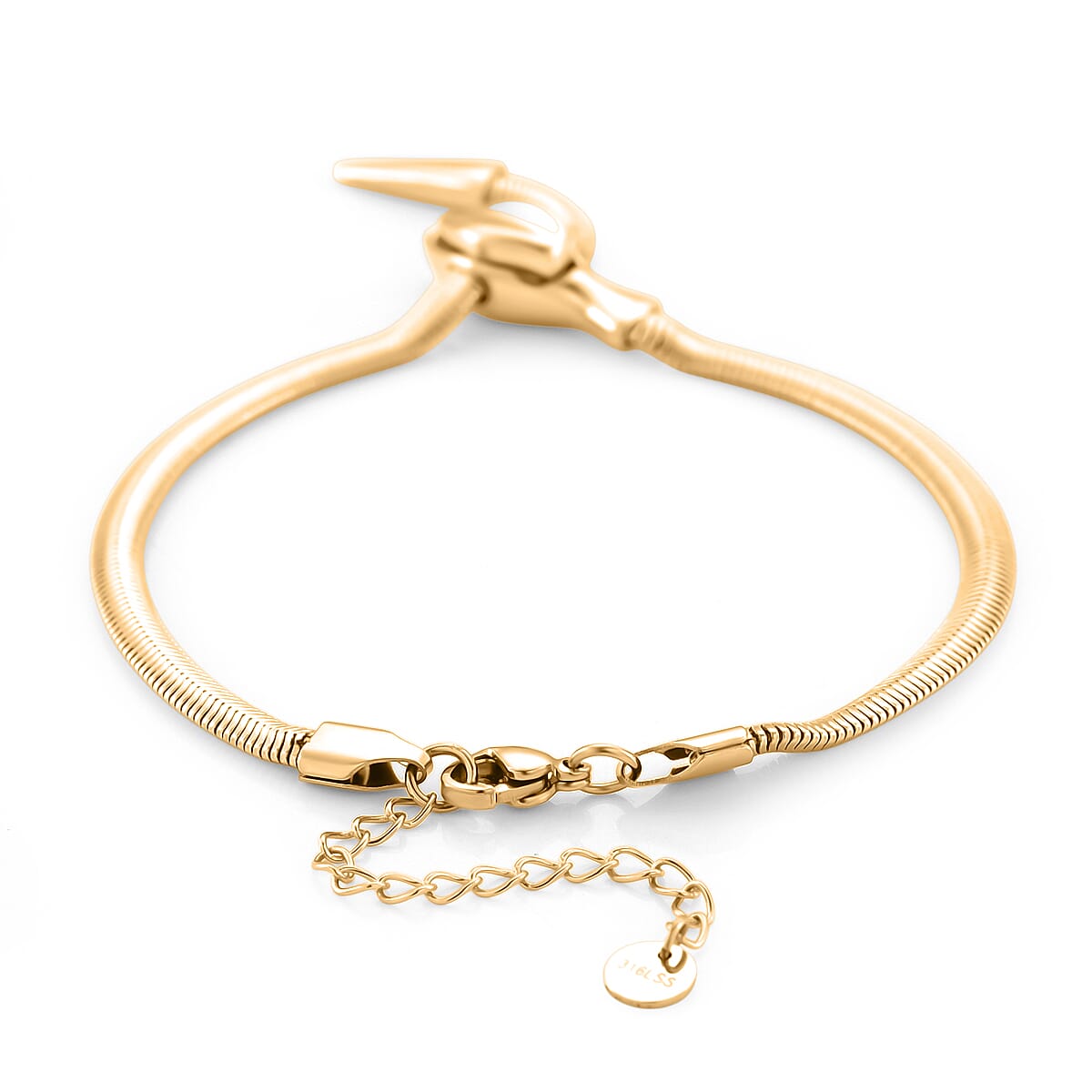 Sleek Snake Bracelet (Size - 9) in Yellow Gold Tone