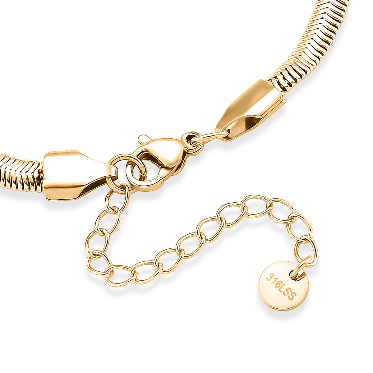 Sleek Snake Bracelet (Size - 9) in Yellow Gold Tone