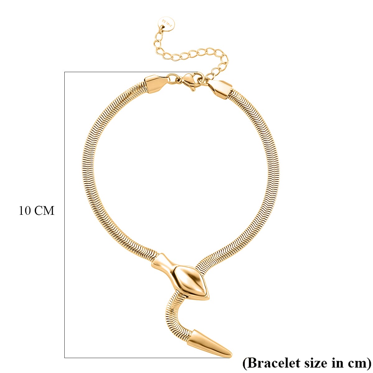 Sleek Snake Bracelet (Size - 9) in Yellow Gold Tone