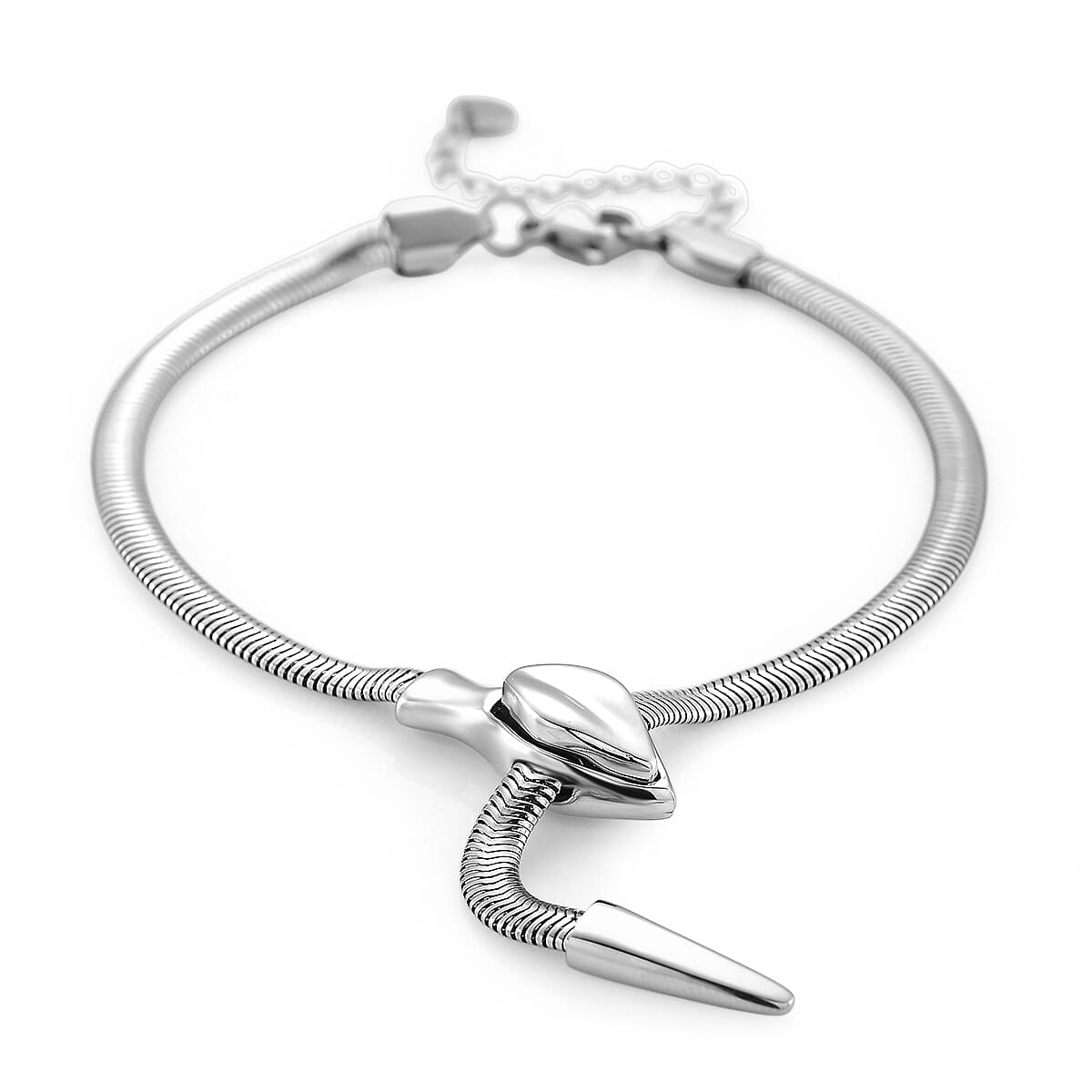 Sleek Snake Bracelet (Size - 9) in Silver Tone