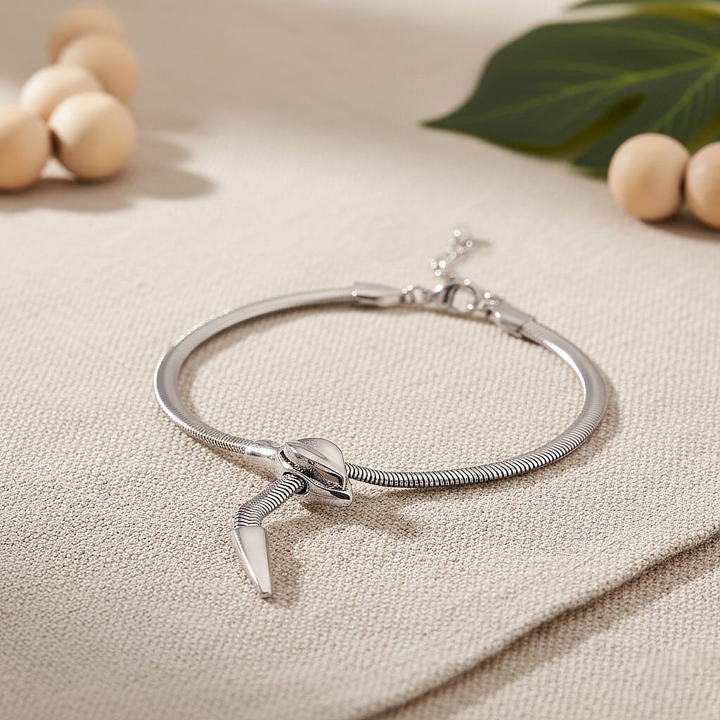 Sleek Snake Bracelet (Size - 9) in Silver Tone