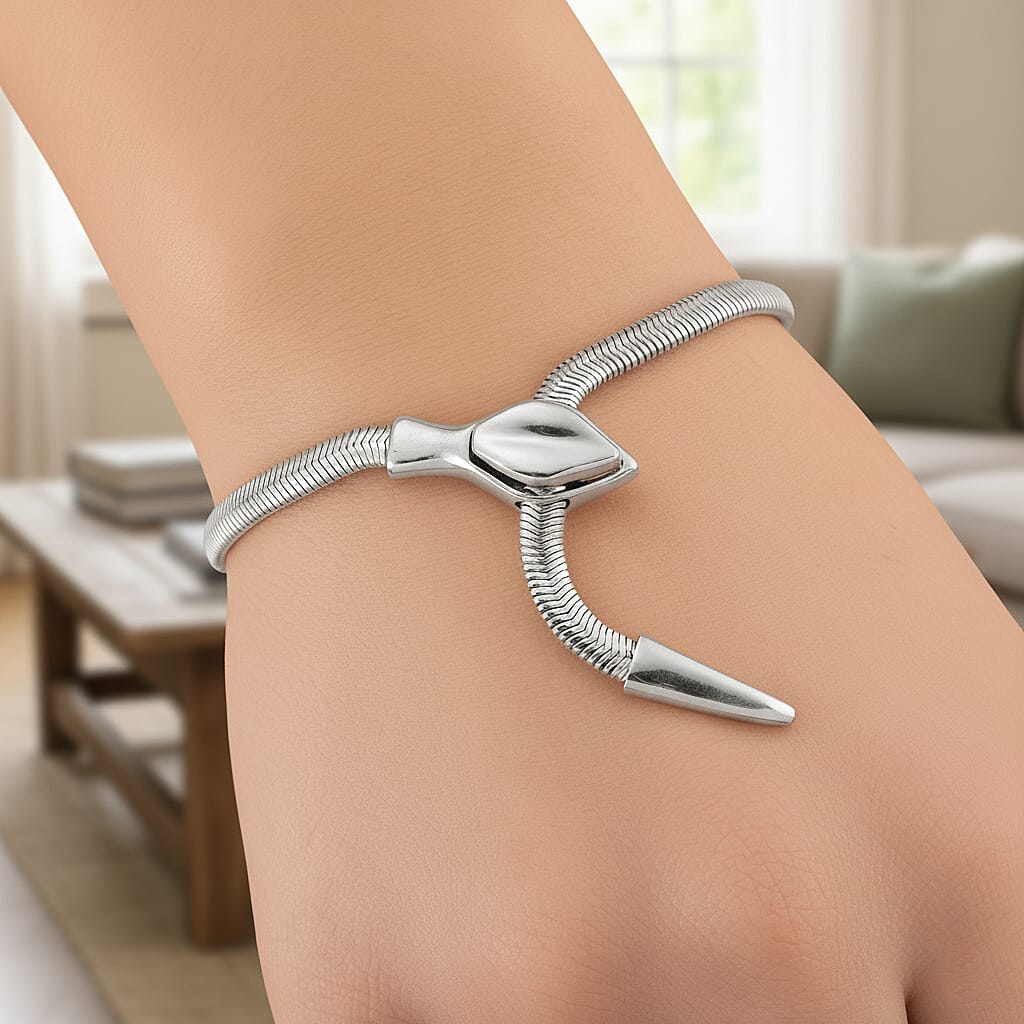 Sleek Snake Bracelet (Size - 9) in Silver Tone