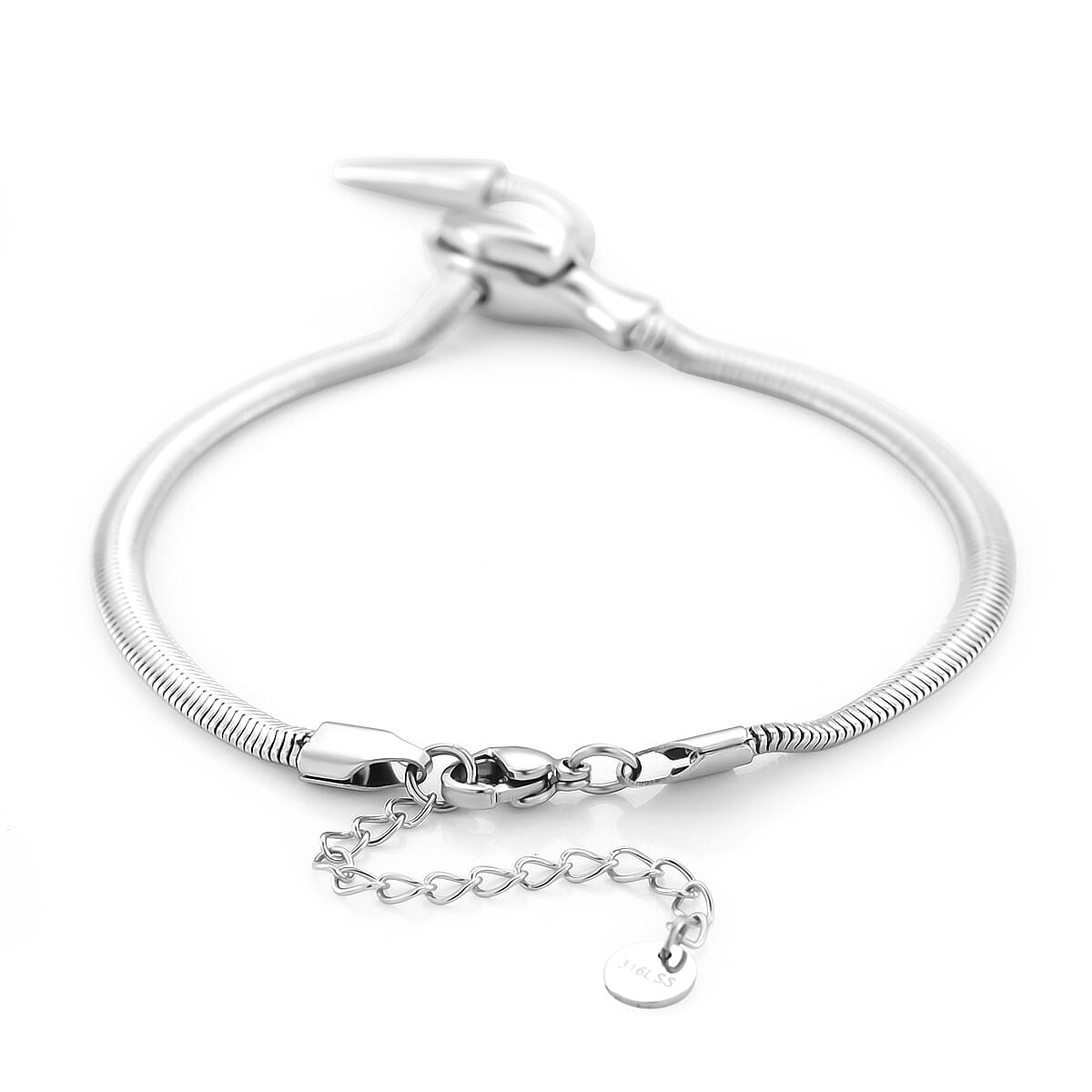 Sleek Snake Bracelet (Size - 9) in Silver Tone