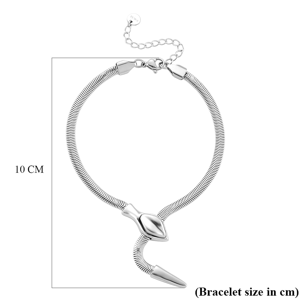 Sleek Snake Bracelet (Size - 9) in Silver Tone