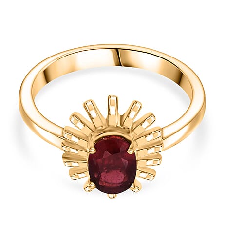 D'Joy African Ruby Ring in Yellow Gold Plated Sterling Silver 1.11 Ct.