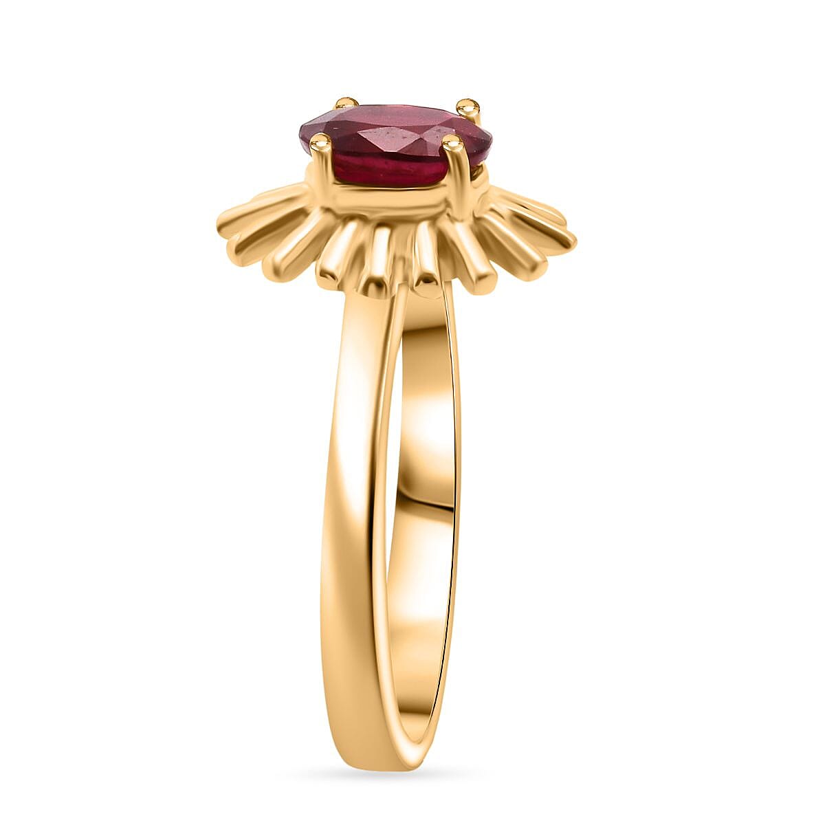 D'Joy African Ruby Ring in Yellow Gold Plated Sterling Silver 1.11 Ct.