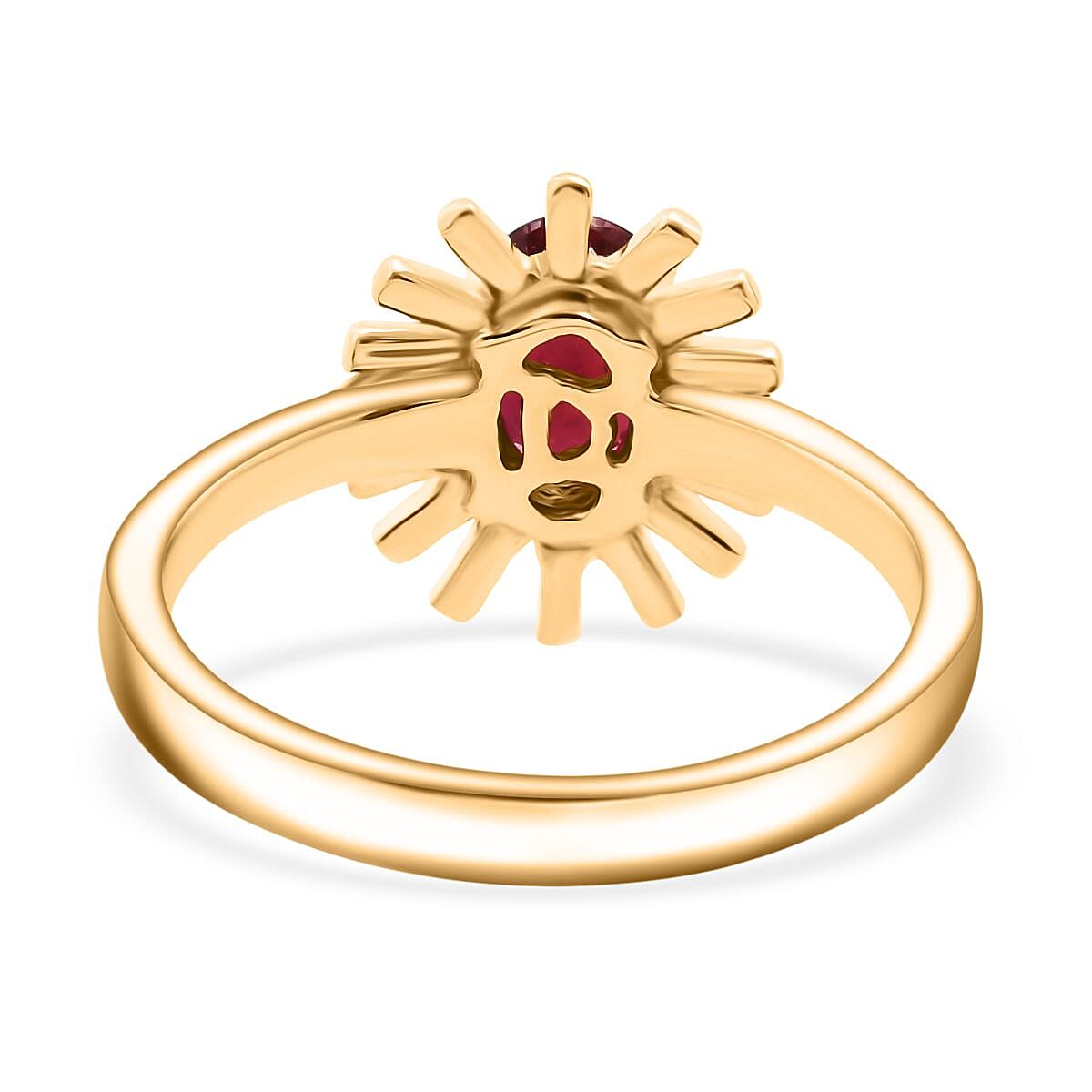 D'Joy African Ruby Ring in Yellow Gold Plated Sterling Silver 1.11 Ct.