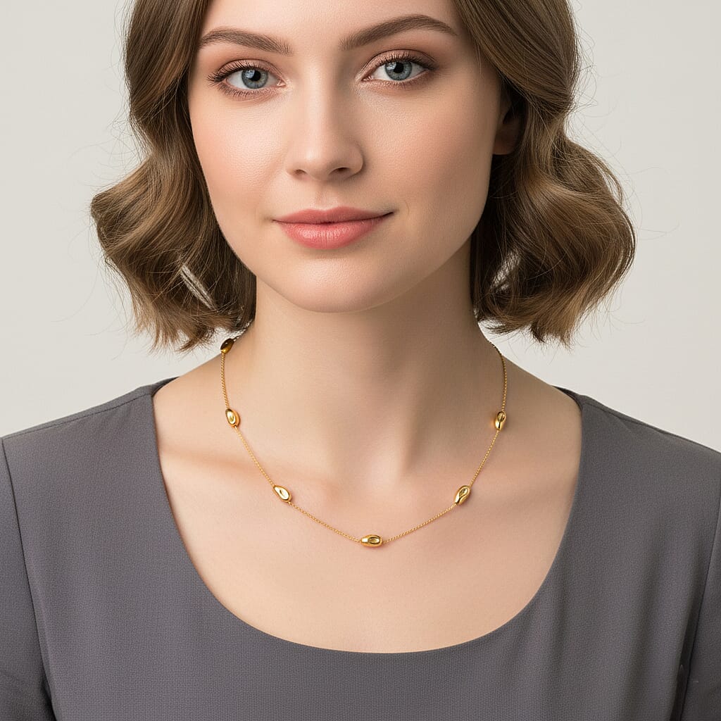 Designer Inspired Nugget Necklace (Size - 24) in Yellow Gold Tone