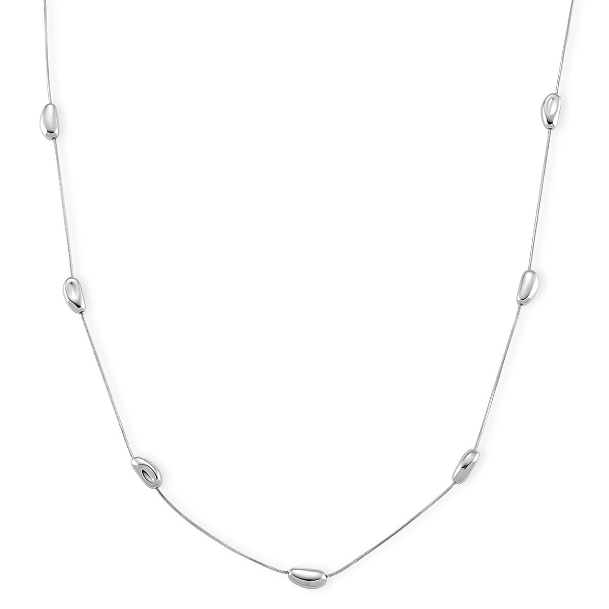 Designer Inspired Nugget Necklace (Size - 24) in Silver Tone