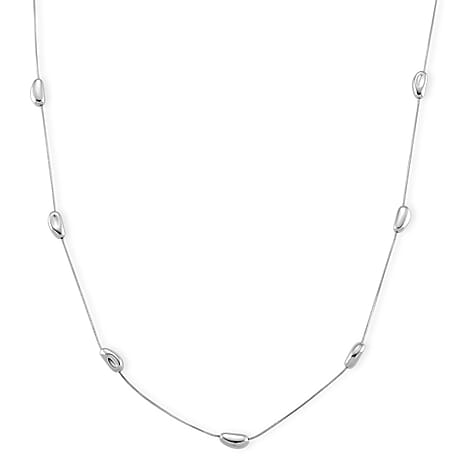 Designer Inspired Nugget Necklace (Size - 24) in Silver Tone