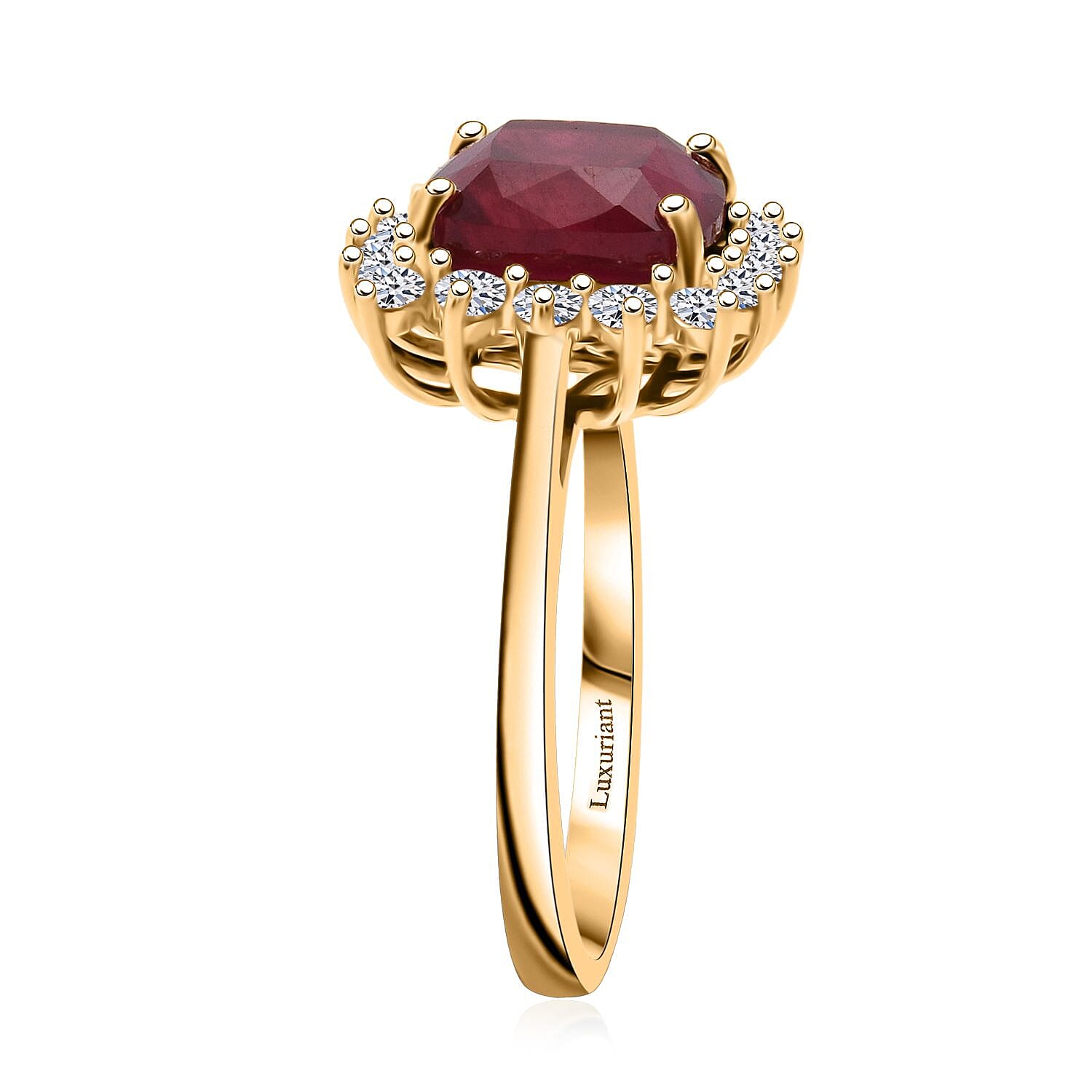 OTO- African Ruby & SI-GH Lab Grown Diamond Ring in Sterling Silver