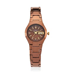 William Hunt Lab Grown Diamond Ladies Tungsten Carbide Case Watch - Coffee Colour