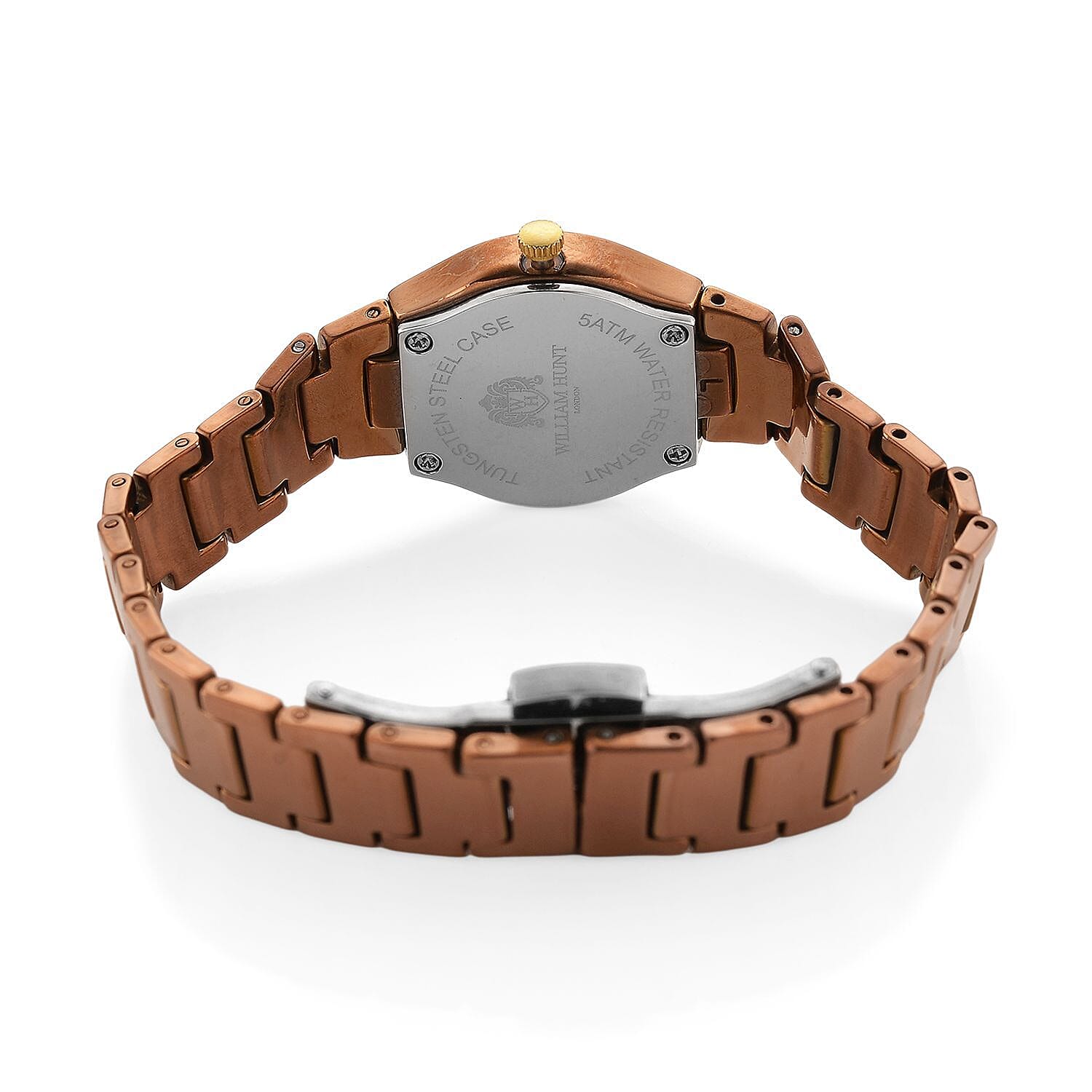 William Hunt Lab Grown Diamond Ladies Tungsten Carbide Case Watch - Coffee Colour
