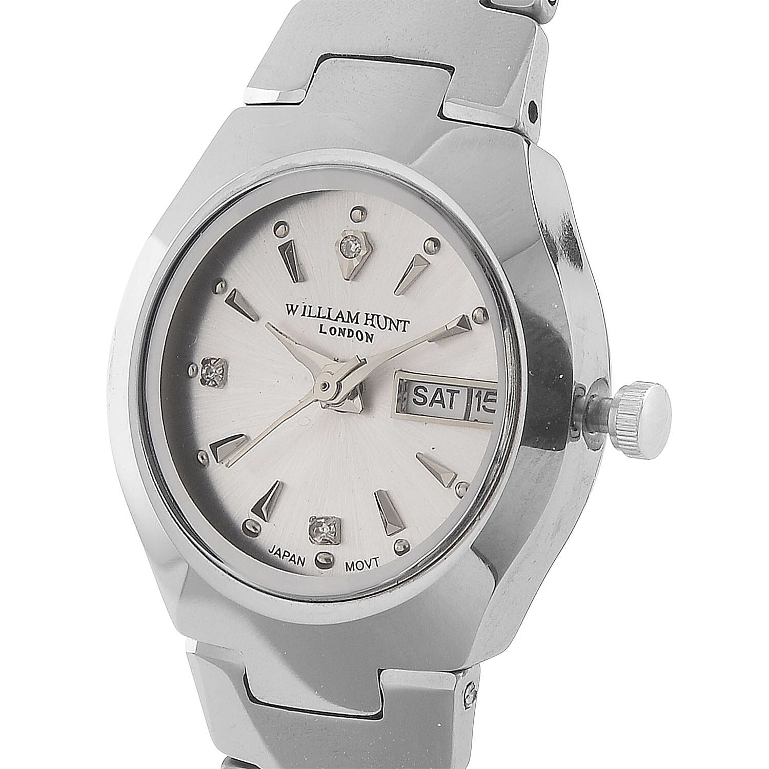 William Hunt Lab Grown Diamond Ladies Tungsten Carbide Case Watch - Silver Colour