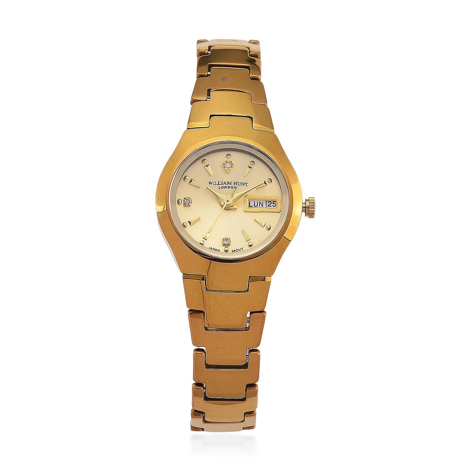 William Hunt Lab Grown Diamond Ladies Tungsten Carbide Case Watch - Gold Colour