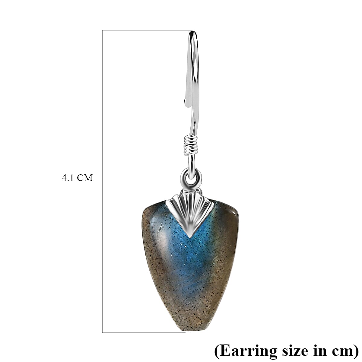 D'Joy Labradorite Earring with J Hook in Black Oxidised Sterling Silver 29.50 Ct.