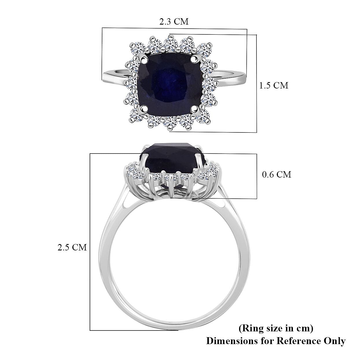 Luxuriant Masoala Sapphire & Lab Grown Diamond SI-GH (0.50 Cts) Ring in Rhodium Overlay Sterling Silver 5.40 Ct.