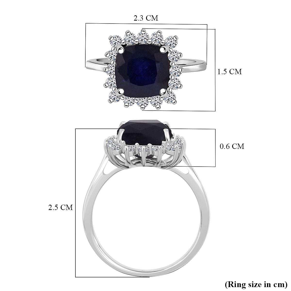 Luxuriant Masoala Sapphire & Lab Grown Diamond SI-GH (0.50 Cts) Ring in Rhodium Overlay Sterling Silver 5.40 Ct.