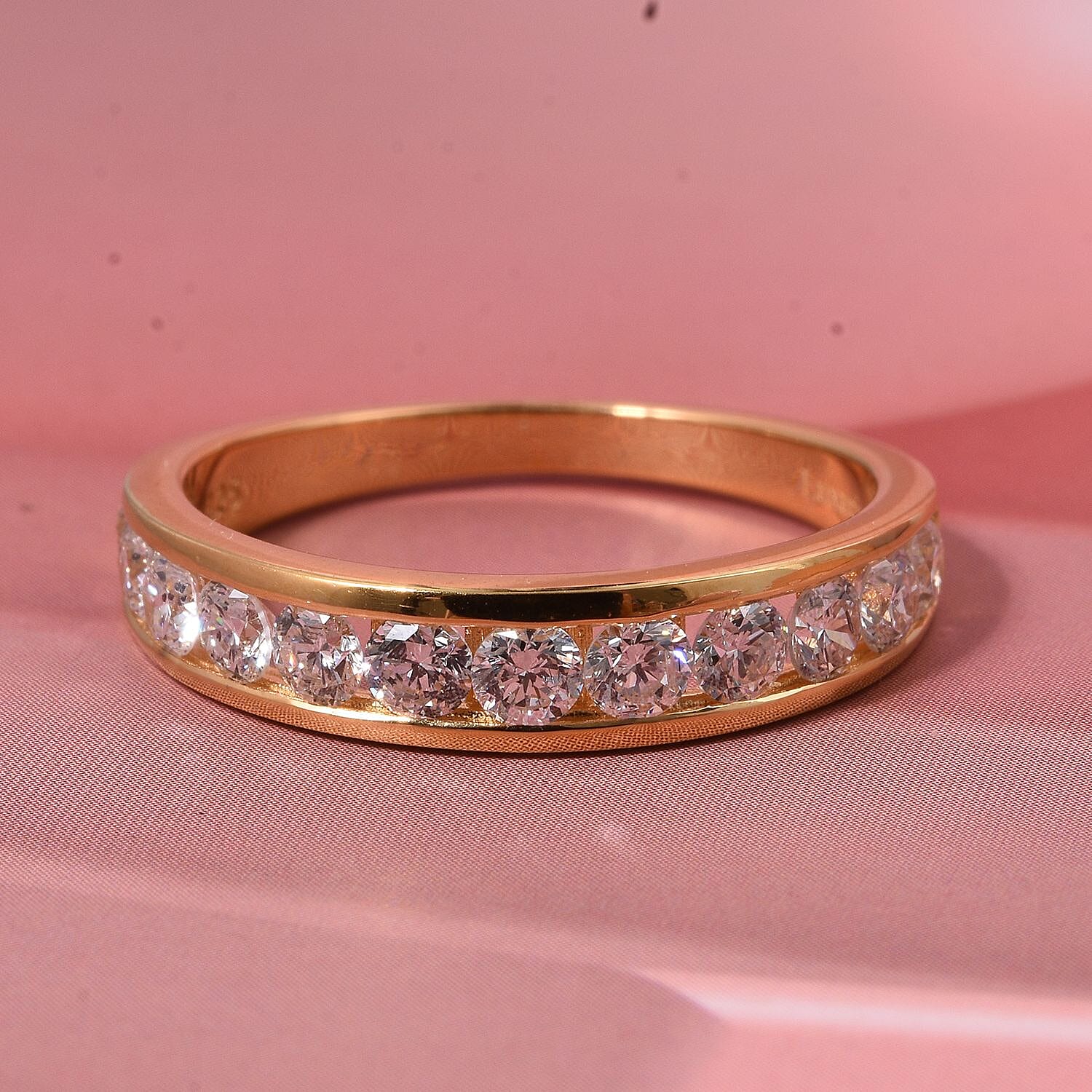 Luxuriant Lab Grown Diamond (SI-GH) Band Ring in 18K Vermeil Yellow Gold Overlay Sterling Silver 1.00 Ct.