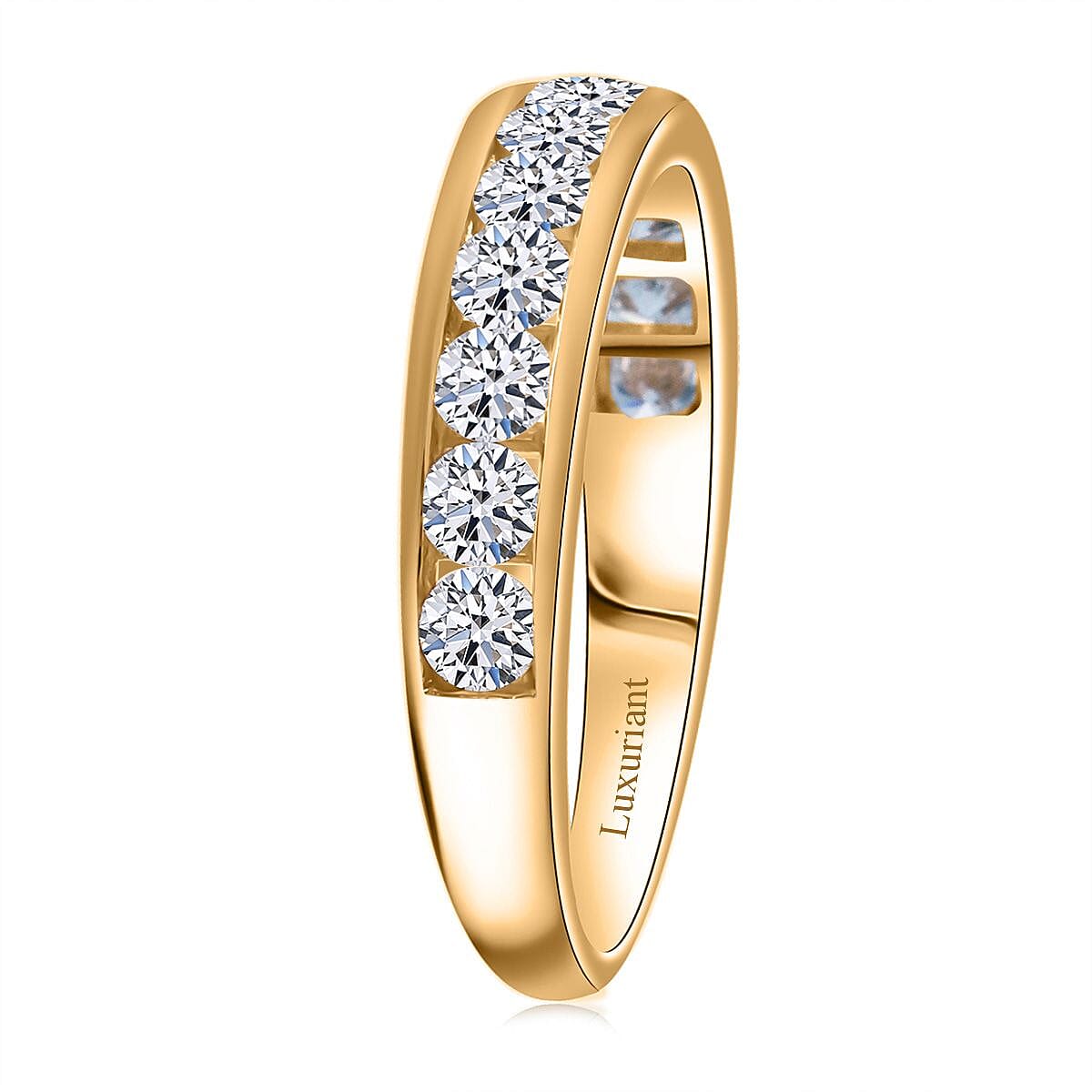 Luxuriant Lab Grown Diamond (SI-GH) Band Ring in 18K Vermeil Yellow Gold Overlay Sterling Silver 1.00 Ct.