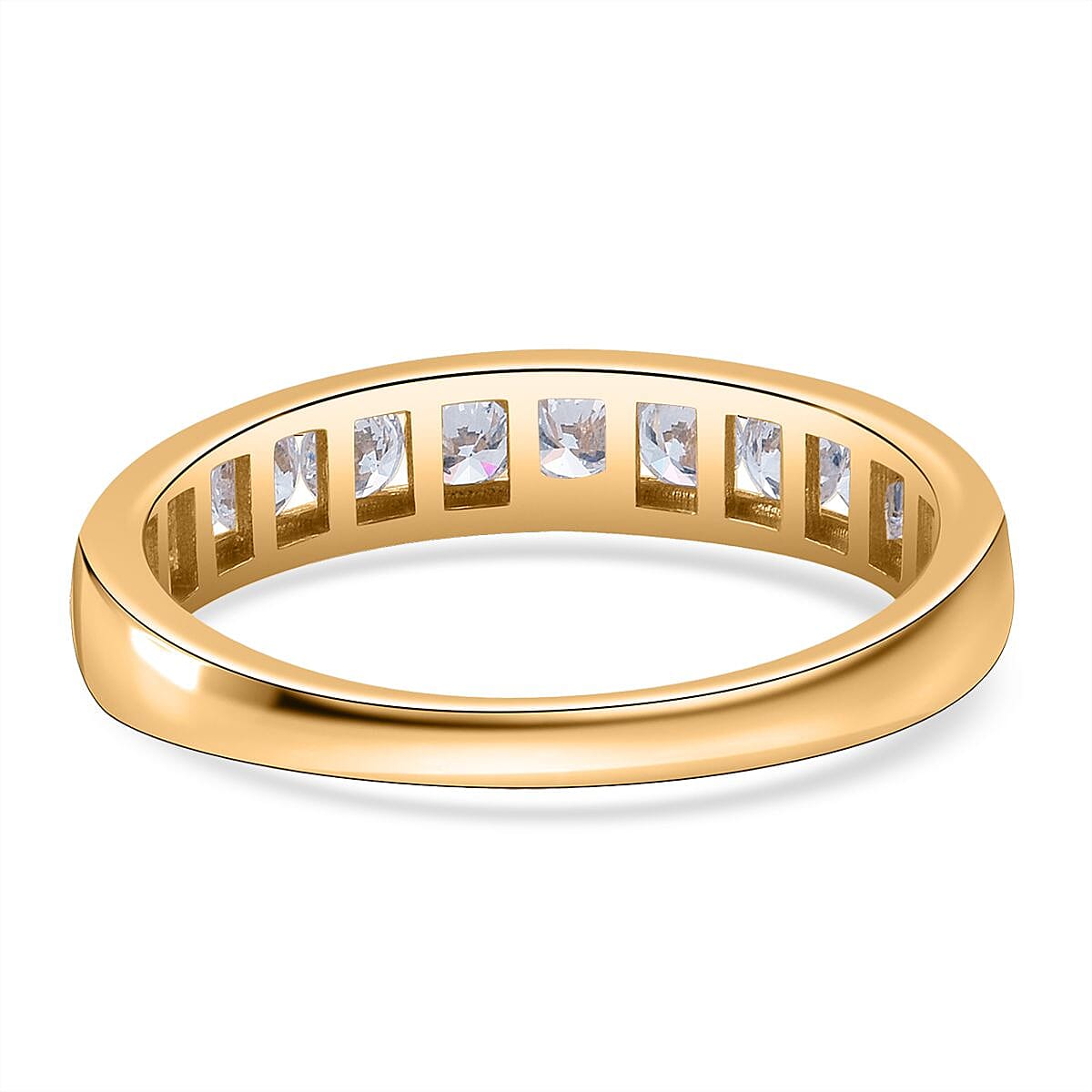 Luxuriant Lab Grown Diamond (SI-GH) Band Ring in 18K Vermeil Yellow Gold Overlay Sterling Silver 1.00 Ct.